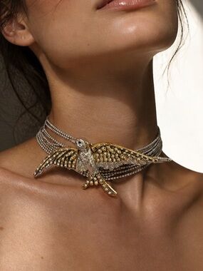 Luxury Crystal Bird Statement Choker Necklace